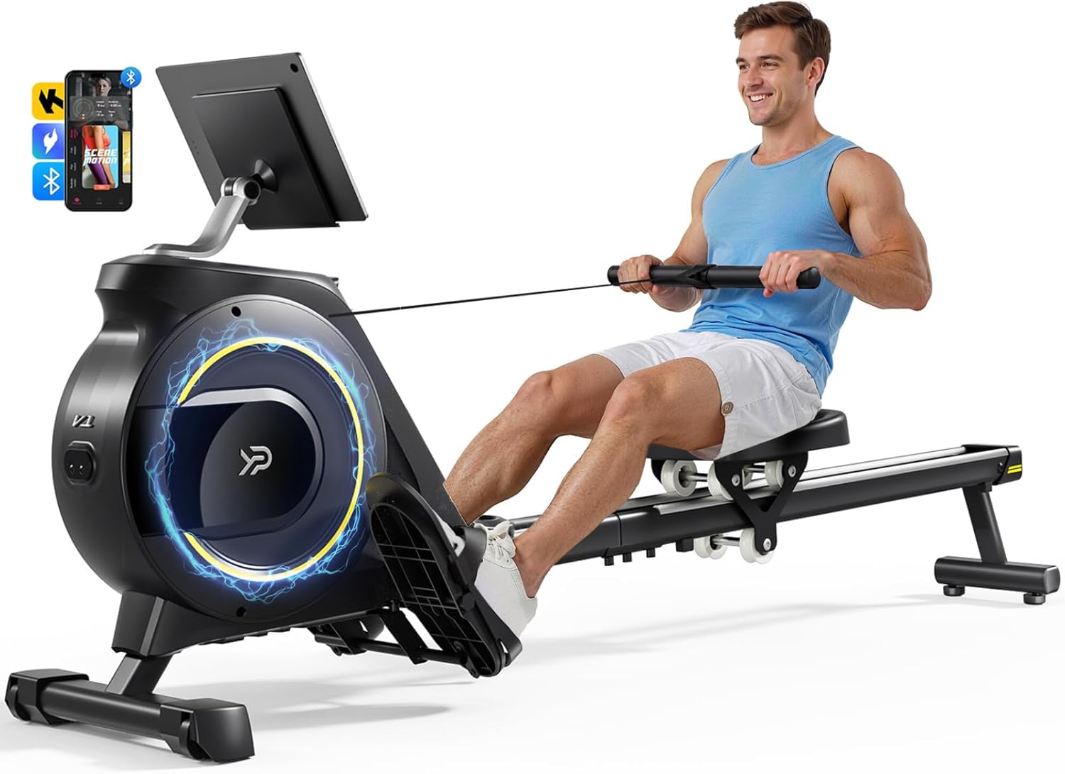 YPOO Rowing Machine: Máquina de Remo Plegable con Resistencia Magnética y App de Entrenamiento